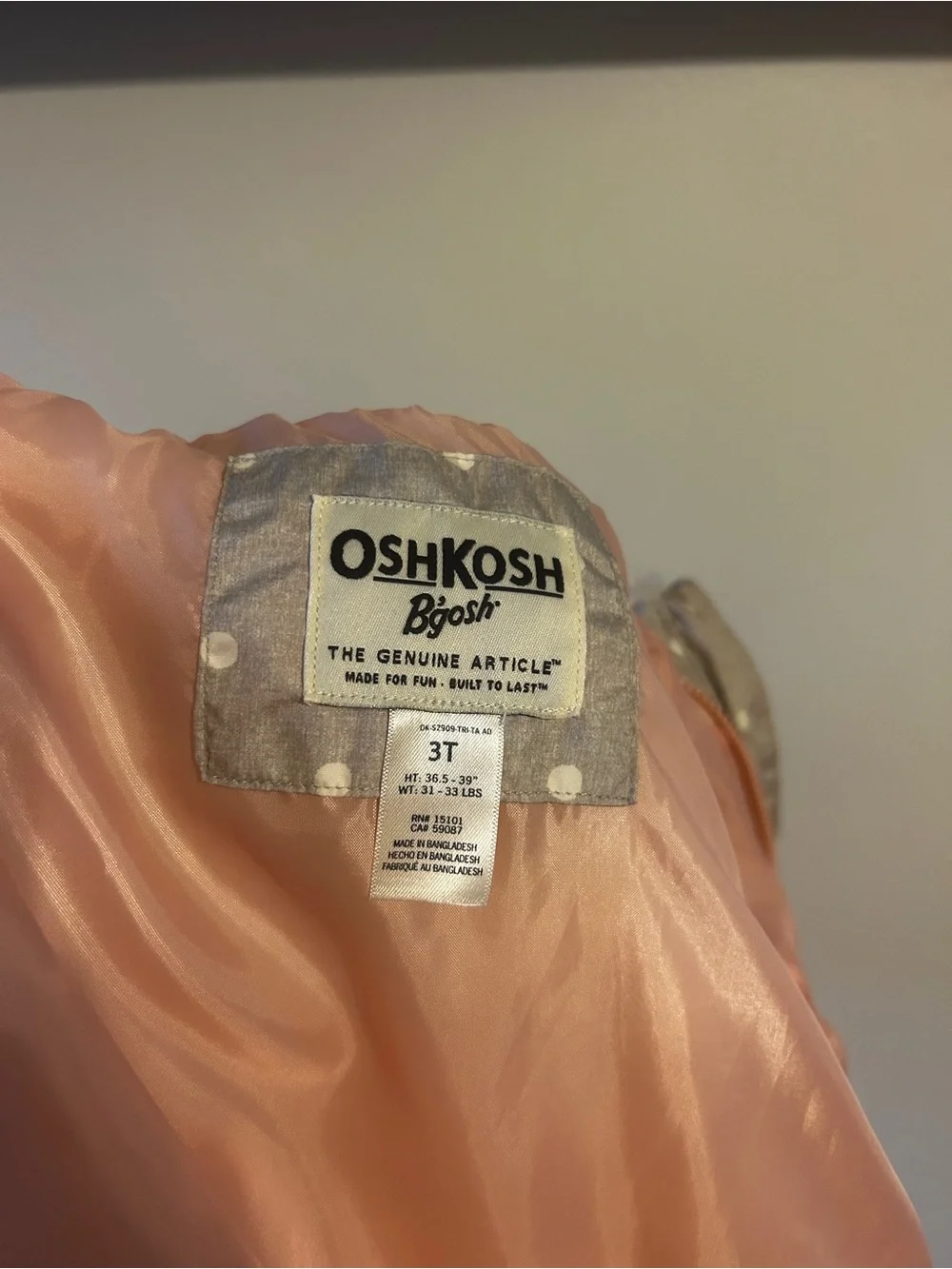OshKosh Girls 3T 3-in-1 Winter Coat Jacket + Carter’s Snow Bibs